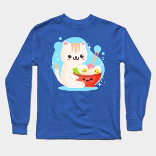 Kawaii Kitty Noodles Long Sleeve T-Shirt